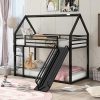 Queen Size Linen Upholstered Bed Frame with Wingback Headboard Dark Grey 3