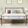 Kids Twin Bed Frame with Velvet Storage Headboard and Wooden Slats 3