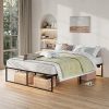 Queen Size Bed Frame with Charging Station and LED Mattress Support