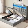 Queen Size Metal Platform Bed Frame with Wooden Headboard and Footboard 4