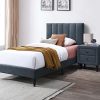 Twin Size Upholstered Bed Frame with Headboard Easy to Assemble