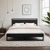 Dolonm Queen Bed Frame with Adjustable Headboard and Storage Gray 3