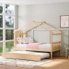 King Size Gray Canopy Bed Frame with Headboard and Support Legs 4