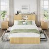 Solid Wood Full Size Bed with Storage and 2 Drawers in Grey 4