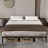 King Bed Frame with Headboard Wingback Linen Upholstered Grey 4