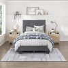 Modern Velvet Twin Bed Frame with Adjustable Headboard Dark Gray