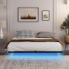 Queen Size Floating Bed Frame with LED Lights and Charging Station
