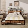 VECELO Twin Upholstered Bed Frame with Adjustable Headboard in Khaki 3