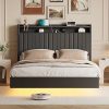 GAOMON LED Bed Frame with Charging Station and Storage Headboard