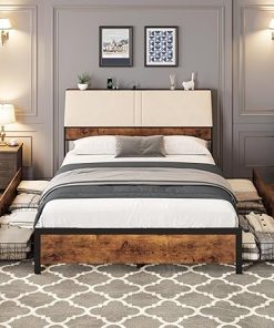 Queen Size Bed Frame with Four Spacious Drawers for Storage 2