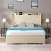 King Size Metal Bed Frame 14 Inch High with Iron Headboard and Storage 3