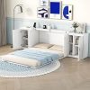 Queen Size Murphy Bed with Shelves and USB Ports for Bedroom