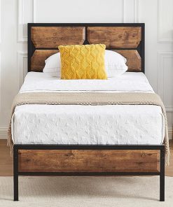 VECELO Twin Size Bed Frame with Wood Headboard and Steel Slats Support VECELO Twin Size Bed Frame with Wood Headboard and Steel Slats Support
