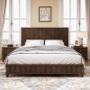 King Size Solid Wood Bed Frame with Headboard, No Box Spring Required