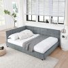 Full Size Daybed with Storage and Upholstered Frame in Beige 3