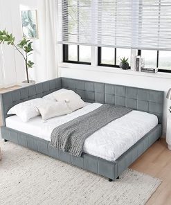 Corner Daybed with Storage Drawers Upholstered for Guest Room