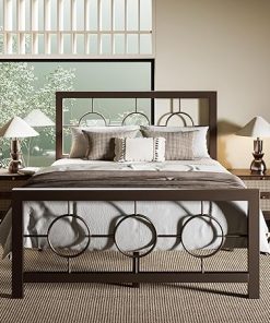 Allewie Twin Size Metal Platform Bed Frame with Vintage Style Headboard