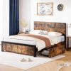 Full Size Upholstered Daybed with 2 Storage Drawers Gray Linen 3
