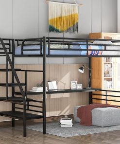 Bellemave Twin Loft Bed with Desk and Storage Shelves for All Ages