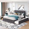 Upholstered Queen Bed Frame with Storage LED Lights USB Ports 3