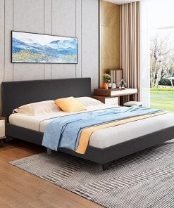 Giantex Full Bed Frame Upholstered Platform Bed with Heavy Duty Slats