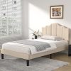 Fameill Queen Bed Frame with Storage Headboard and LED Lights Beige 3 Fameill Queen Bed Frame with Storage Headboard and LED Lights Beige 3