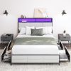 Belleze Full Size Bed Frame with Storage Drawers and LED Light