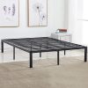 KOMFOTT Twin Size Wood Bed Frame with Storage Headboard and LED Light 4