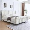 Full Bed Frame with Wood Headboard and Metal Slats, No Box Spring 4