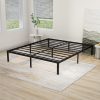 Full Size Platform Bed Frame with Upholstered Headboard Grey 3