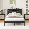 Queen Bed Frame with Storage Drawers and Wingback Headboard Grey 3