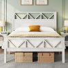 Kornculor Queen Bed Frame with Wooden Headboard and Steel Slat Support 4
