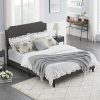 Full Size Upholstered Platform Bed Frame with Headboard in Gray 4