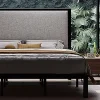 Velvet Queen Bed Frame with LED Headboard and Metal Platform Design 4