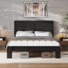 GAOMON King Size Bed Frame with Drawer and Storage Headboard White 4
