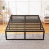 Rustic Full Bed Frame with Storage and Charging Station, Noise Free 3