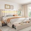 Bestier Queen Size Bed Frame with Headboard and Storage Black Oak 3