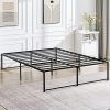 King Size Bed Frame with High Headboard Velvet Upholstered Black 4