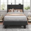 Feonase Twin Fabric Upholstered Bed Frame with Solid Wood Support