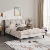 Queen Size Upholstered Platform Bed Frame with Velvet Headboard
