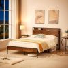 Full Size Bed Frame with Headboard and Charging Station for Storage