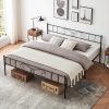 Walnut and White Full Size Bed Frame with Headboard and Storage 3