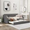 PURLOVE Twin Daybed with Trundle Modern Upholstered Frame Gray
