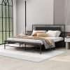Maupvit Queen Size Floating Bed Frame with LED Lights and Bookcase 4