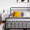VECELO Twin Upholstered Bed Frame/Platform Bed Frame with Adjustable Headboard, Sheepskin Fabric Bed with Strong Wood Slats and 7.9” Under Bed Space, Noise Free No Box Spring Needed, Dark Grey 4