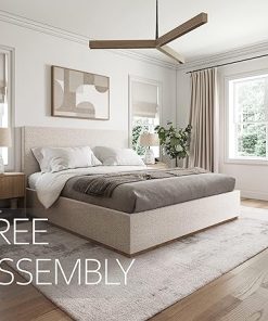 Luxury Upholstered King Bed Frame with Sturdy Wooden Slats 2