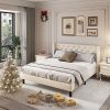 King Size Metal Wood Bed Frame with Headboard and Footboard, Gray 3