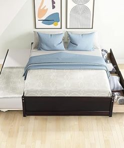Knocbel Full Platform Bed Frame with Twin Trundle and Storage Drawers 2