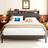 Twin Size Bed Frame with Storage Headboard and Charging Station 3