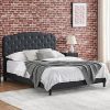 Black Metal Queen Bed Frame with Headboard Footboard and Storage 4